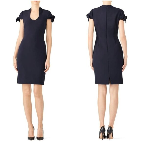 Badgley Mischka Dresses & Skirts - Badgley Mischka Navy Tie Sleeve Sheath Dress $395